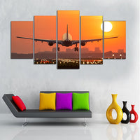 HKM-759891 Airplane Sunset Takeoff HD Canvas Art - Multiple Sizes Available