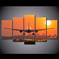 HKM-759891 Airplane Sunset Takeoff HD Canvas Art - Multiple Sizes Available