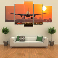 HKM-759891 Airplane Sunset Takeoff HD Canvas Art - Multiple Sizes Available