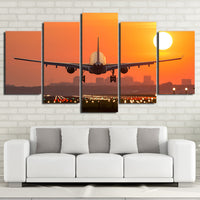 HKM-759891 Airplane Sunset Takeoff HD Canvas Art - Multiple Sizes Available