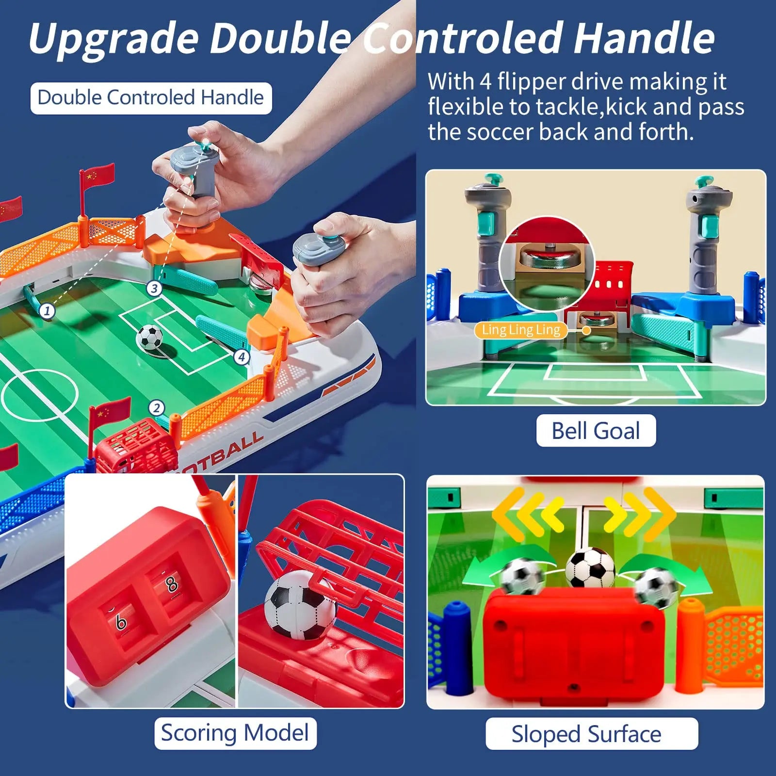 HKM-760019 Interactive Mini Soccer Table Game for Kids and Adults - Plastic Football Field Fun