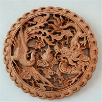 HKM-760147 Solid Camphor Wood Ruyi Pendant - Handcrafted Hollow Carving Decorative Craft