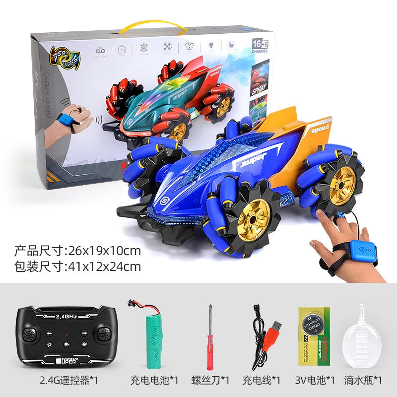 HKM-760211 2.4G Gesture Control Stunt Drift RC Car with Lights & Music - 360 Rotation, Indoor/Outdoor Fun