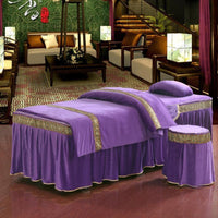 HKM-760211 Four-Piece Soft Polyester Cotton Beauty Bedspread Set for Salons