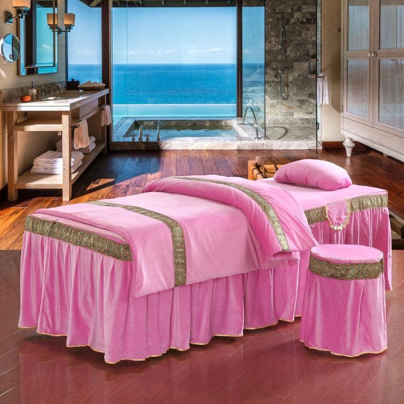 HKM-760211 Four-Piece Soft Polyester Cotton Beauty Bedspread Set for Salons