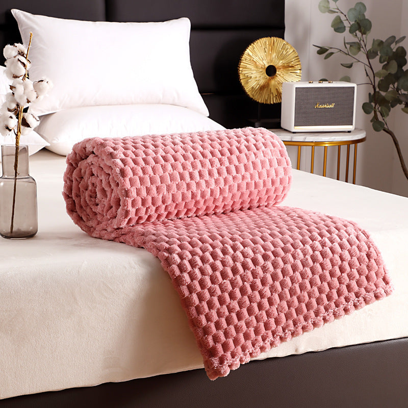 HKM-760211 Solid Color Multifunctional Flannel Blanket - Soft Polyester Fiber for All Seasons
