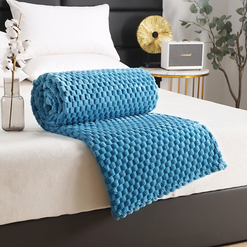 HKM-760211 Solid Color Multifunctional Flannel Blanket - Soft Polyester Fiber for All Seasons