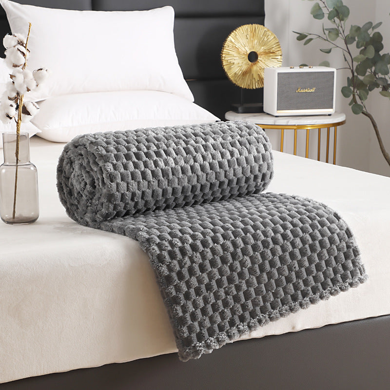 HKM-760211 Solid Color Multifunctional Flannel Blanket - Soft Polyester Fiber for All Seasons