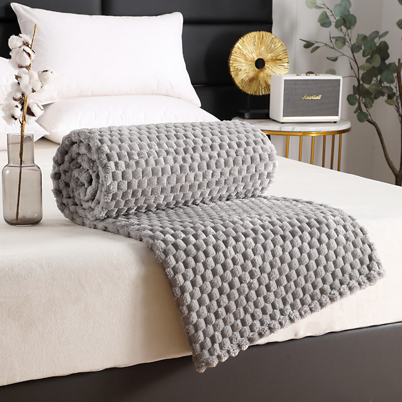 HKM-760211 Solid Color Multifunctional Flannel Blanket - Soft Polyester Fiber for All Seasons