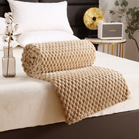 HKM-760211 Solid Color Multifunctional Flannel Blanket - Soft Polyester Fiber for All Seasons