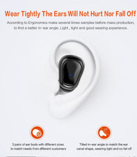 HKM-760275 Wireless Mini Stealth In-Ear Bluetooth 5.0 Sports Headphones with Power Display and Voice Control