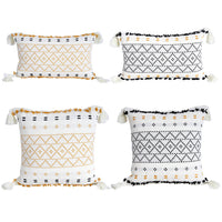 HKM-760339 Geometric Knitted Plush Pillow with Tassels - Nordic Cotton Cushion Cover