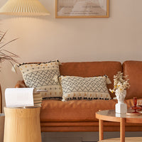 HKM-760339 Geometric Knitted Plush Pillow with Tassels - Nordic Cotton Cushion Cover