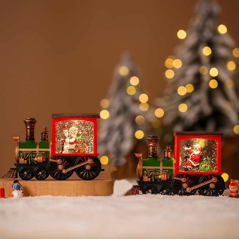 HKM-760339 Luminous Christmas Train Desktop Decoration with Water Injection Feature