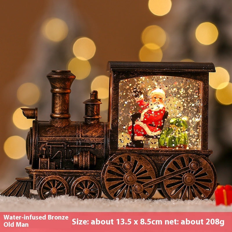 HKM-760339 Luminous Christmas Train Desktop Decoration with Water Injection Feature