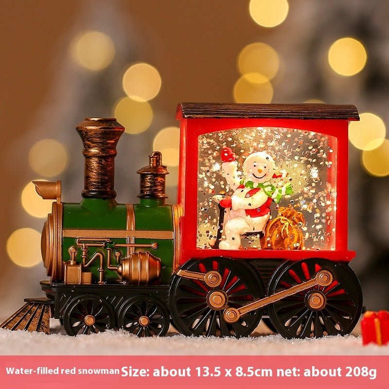 HKM-760339 Luminous Christmas Train Desktop Decoration with Water Injection Feature
