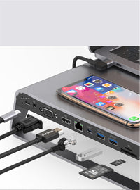 HKM-760403 11-in-1 Type-C Wireless Docking Station with 4K HDMI, VGA, PD Charging, and Gigabit Ethernet Ports