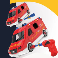 HKM-760467 DIY Building Block Set - Manually Assembled Fire Engine, Police Car, and Ambulance Toy for Kids