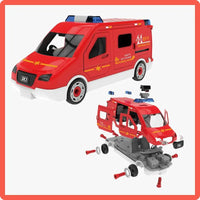 HKM-760467 DIY Building Block Set - Manually Assembled Fire Engine, Police Car, and Ambulance Toy for Kids