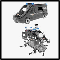 HKM-760467 DIY Building Block Set - Manually Assembled Fire Engine, Police Car, and Ambulance Toy for Kids