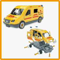 HKM-760467 DIY Building Block Set - Manually Assembled Fire Engine, Police Car, and Ambulance Toy for Kids
