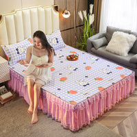 HKM-760531 Anti-Dust Non-Slip Polyester Bed Sheet Set with Various Elegant Designs