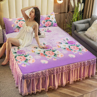 HKM-760531 Anti-Dust Non-Slip Polyester Bed Sheet Set with Various Elegant Designs
