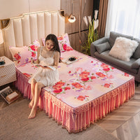 HKM-760531 Anti-Dust Non-Slip Polyester Bed Sheet Set with Various Elegant Designs