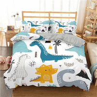 HKM-760531 Children's Cartoon Printed Three-Piece Bedding Set in Multiple Sizes for Cozy Bedrooms