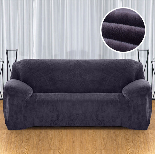 HKM-760595 Elastic Non-Slip Plush Sofa Cover in Various Colors