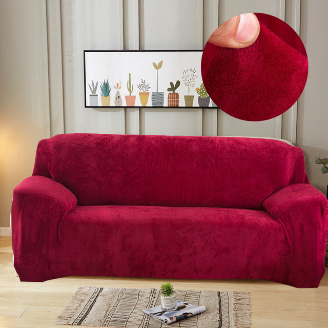 HKM-760595 Elastic Non-Slip Plush Sofa Cover in Various Colors