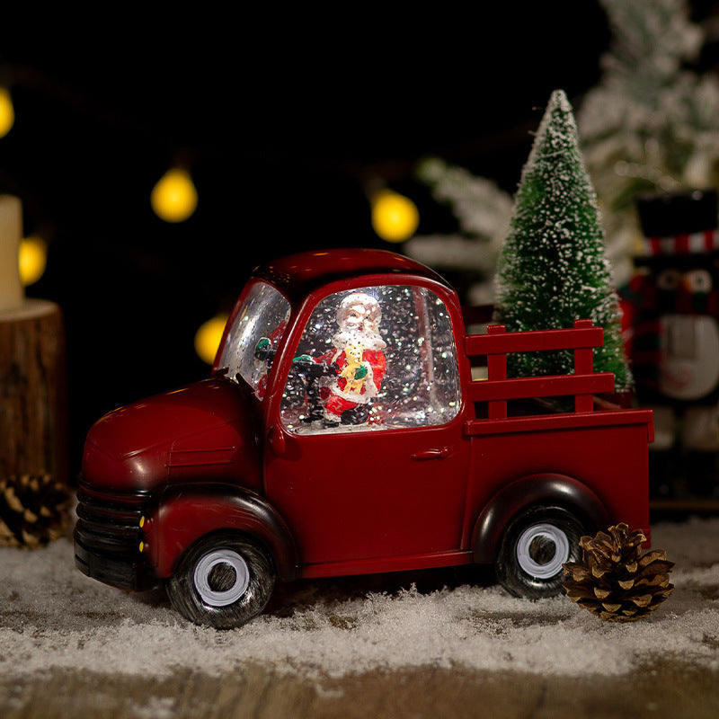 HKM-760659 Christmas Music Playing Crystal Ball Ornament with Iron Hoop and Resin Features