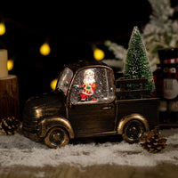 HKM-760659 Christmas Music Playing Crystal Ball Ornament with Iron Hoop and Resin Features