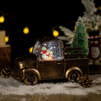 HKM-760659 Christmas Music Playing Crystal Ball Ornament with Iron Hoop and Resin Features