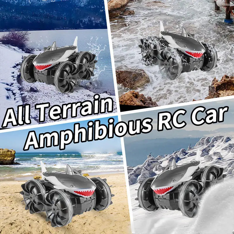 HKM-760787 RC Amphibious Shark Stunt Vehicle for Boys - Ready-to-Use 2.4GHz Remote Control Car, Waterproof Design