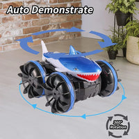 HKM-760787 RC Amphibious Shark Stunt Vehicle for Boys - Ready-to-Use 2.4GHz Remote Control Car, Waterproof Design