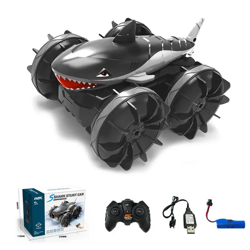HKM-760787 RC Amphibious Shark Stunt Vehicle for Boys - Ready-to-Use 2.4GHz Remote Control Car, Waterproof Design