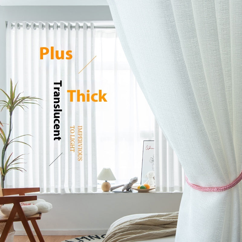 HKM-760915 Sunshade Nontransparent Curtain in Hemp Yarn - Modern Minimalist Design, Multiple Sizes Available