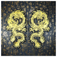 HKM-761043 Embroidered Gold Thread Auspicious Dragon Accessories for Clothing, Bags, and Decor