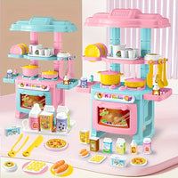 HKM-761043 Mini Kitchen Playset for Kids - Portable Food and Cooking Toy Set, Age 2 to 13 Years, Plastic Kitchen Accessories