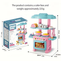 HKM-761043 Mini Kitchen Playset for Kids - Portable Food and Cooking Toy Set, Age 2 to 13 Years, Plastic Kitchen Accessories