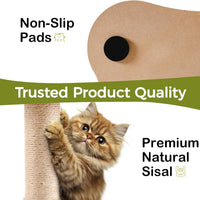 HKM-761171 2-in-1 Cat Scratching Post and Cozy Bed with Sisal Scratcher and Ball Track Toys, Green, Medium
