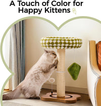 HKM-761171 2-in-1 Cat Scratching Post and Cozy Bed with Sisal Scratcher and Ball Track Toys, Green, Medium