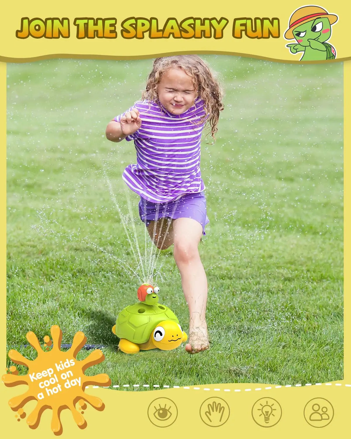 HKM-761171 3-in-1 Plastic Turtle Water Sprinkler for Kids - Splash Water Toys for Summer Fun