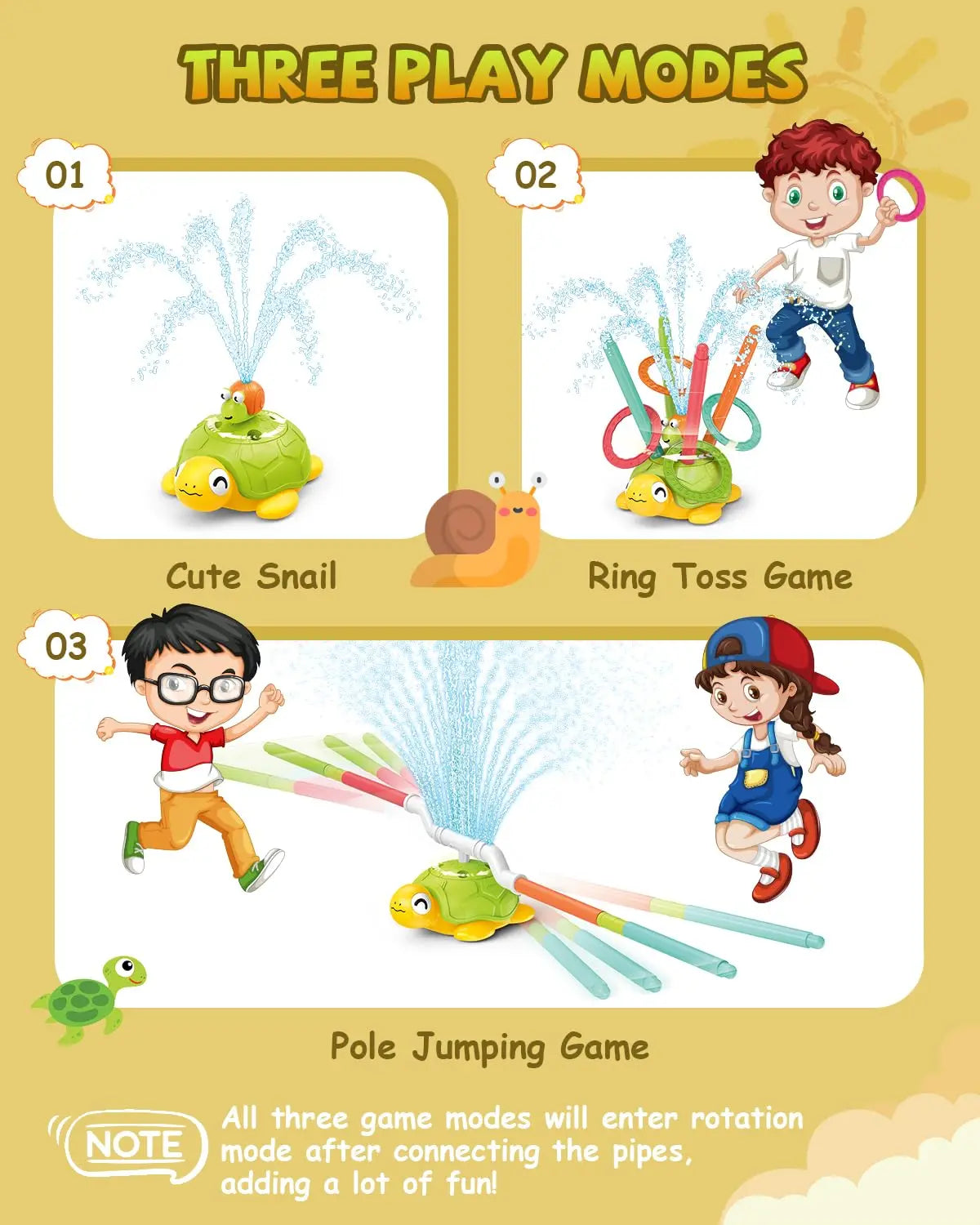 HKM-761171 3-in-1 Plastic Turtle Water Sprinkler for Kids - Splash Water Toys for Summer Fun