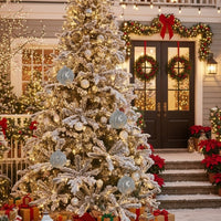 HKM-761171 6PCS 3.9in Glass Christmas Tree Ornaments with Glitter Accents for Festive Holiday Decor