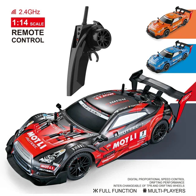 HKM-761363 1/14 Scale Remote Control Drift Car - High Speed 20km/h Electric Racer with LED Lights for Kids