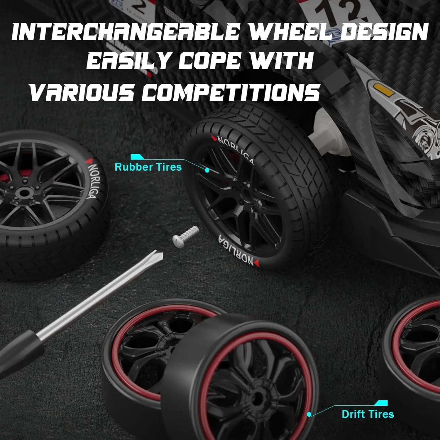 HKM-761363 1/14 Scale Remote Control Drift Car - High Speed 20km/h Electric Racer with LED Lights for Kids