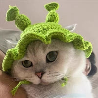 HKM-761363 Knitted Pet Headdresses - Fun Frog, Pig, Tiger, Floral & More Designs