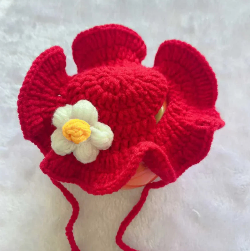 HKM-761363 Knitted Pet Headdresses - Fun Frog, Pig, Tiger, Floral & More Designs